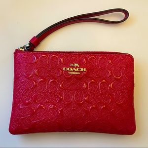 Coach Signature Debossed Corner Zip Wristlet